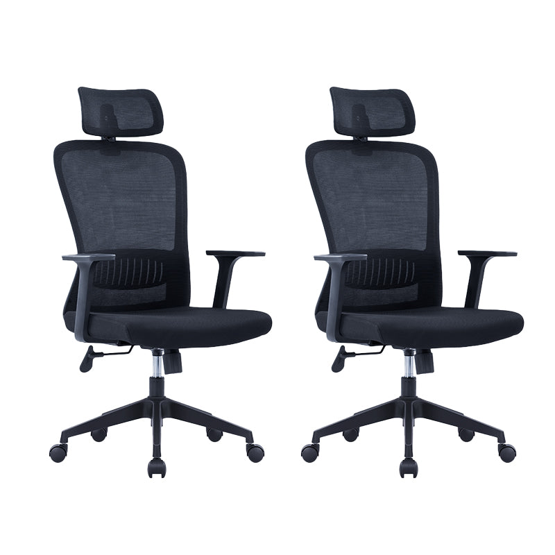 Modern Mesh Office Chair Black / Grey Fixed Armrest Desk Chair with Wheels