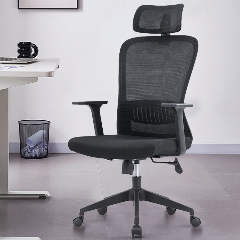 Modern Mesh Office Chair Black / Grey Fixed Armrest Desk Chair with Wheels