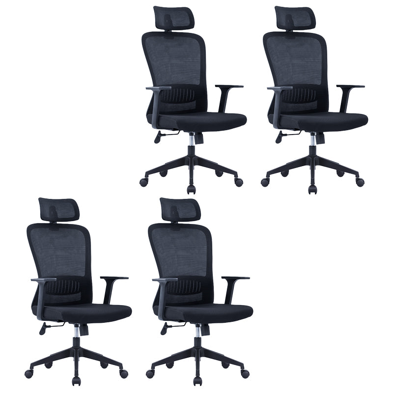 Modern Mesh Office Chair Black / Grey Fixed Armrest Desk Chair with Wheels