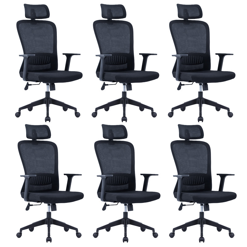 Modern Mesh Office Chair Black / Grey Fixed Armrest Desk Chair with Wheels