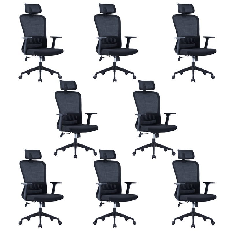 Modern Mesh Office Chair Black / Grey Fixed Armrest Desk Chair with Wheels