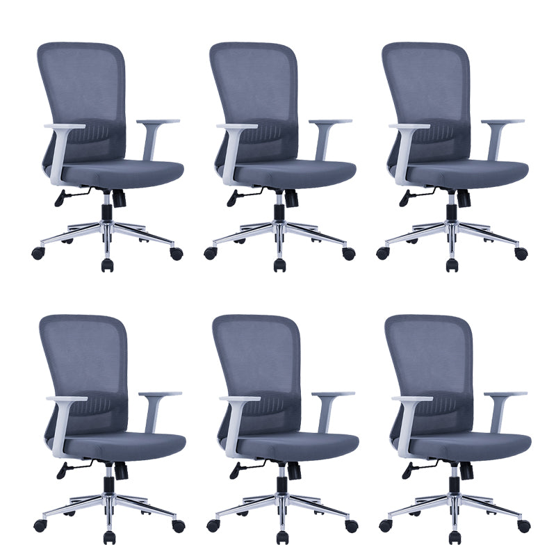 Modern Mesh Office Chair Black / Grey Fixed Armrest Desk Chair with Wheels