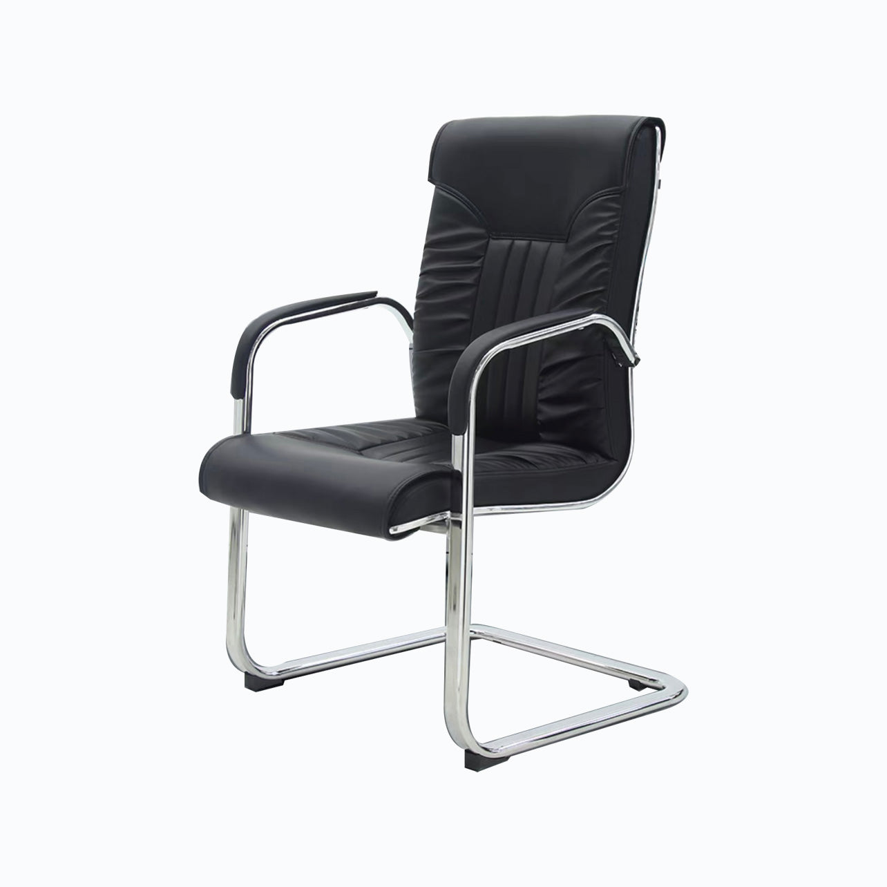 Modern Leather Office Chair Steel Fixed Armrest Desk Chair for Home Office