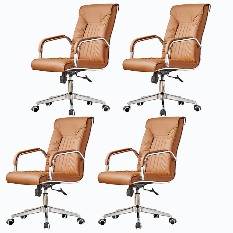 Modern Leather Office Chair Steel Fixed Armrest Desk Chair for Home Office