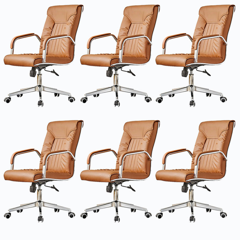 Modern Leather Office Chair Steel Fixed Armrest Desk Chair for Home Office