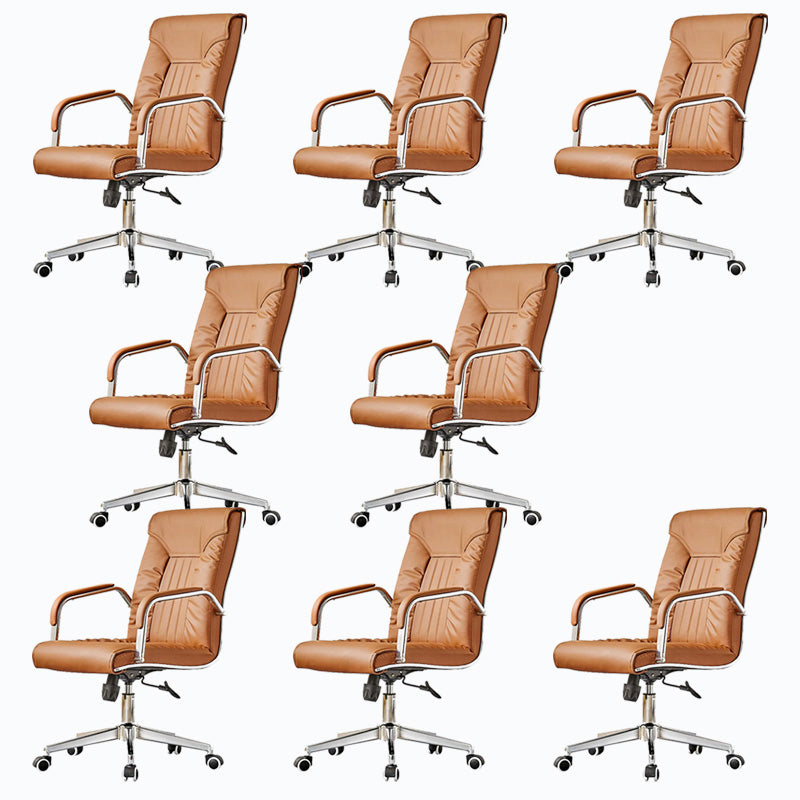 Modern Leather Office Chair Steel Fixed Armrest Desk Chair for Home Office