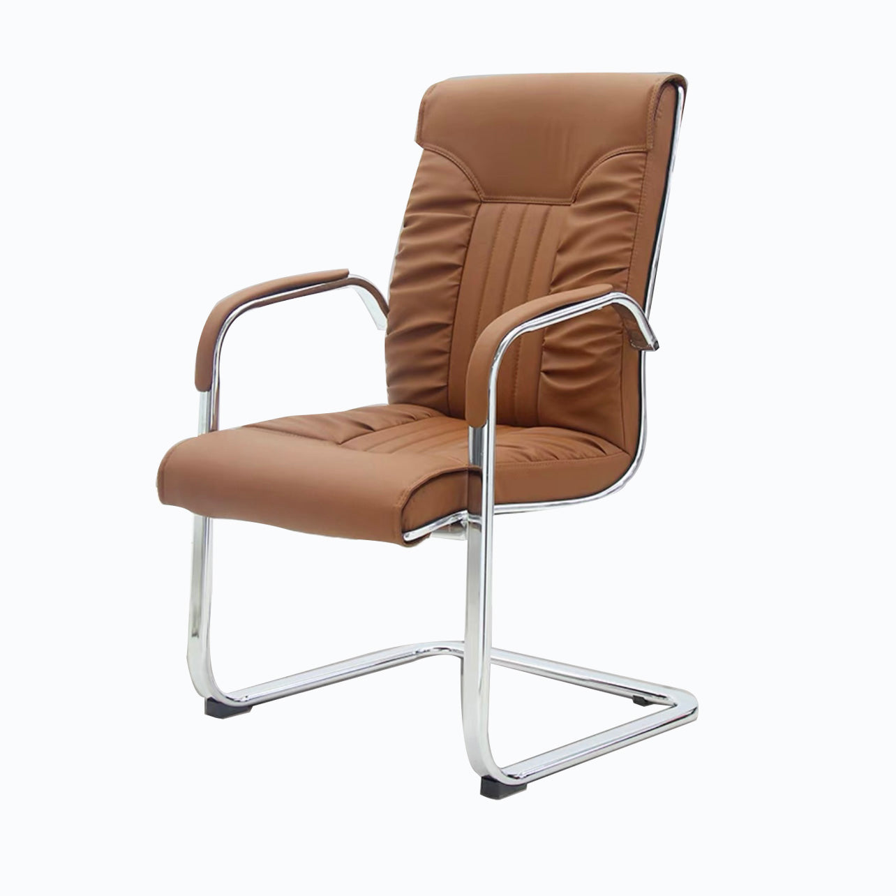 Modern Leather Office Chair Steel Fixed Armrest Desk Chair for Home Office