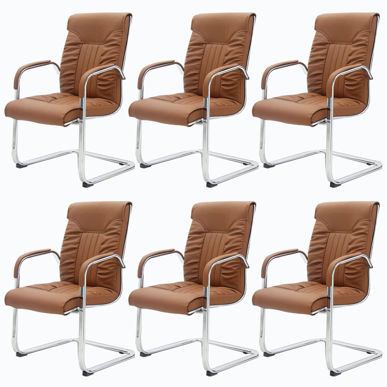 Modern Leather Office Chair Steel Fixed Armrest Desk Chair for Home Office