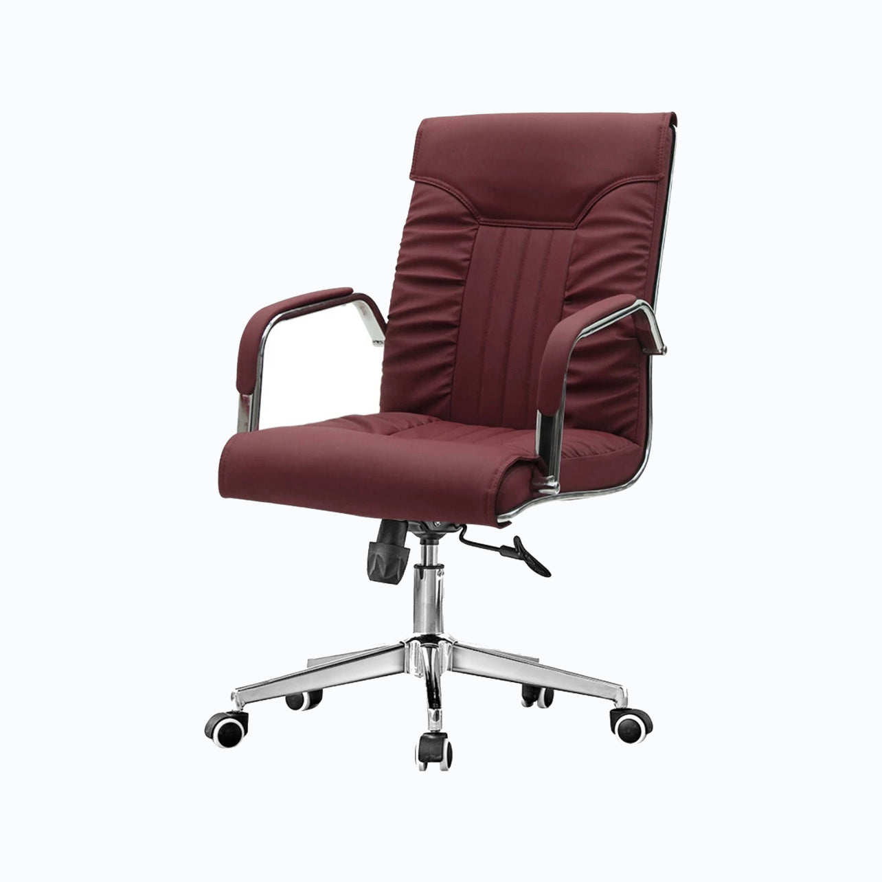 Modern Leather Office Chair Steel Fixed Armrest Desk Chair for Home Office