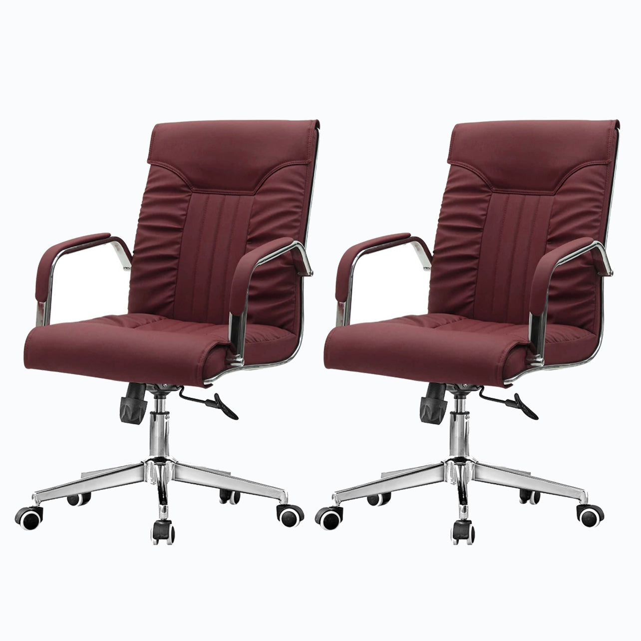 Modern Leather Office Chair Steel Fixed Armrest Desk Chair for Home Office