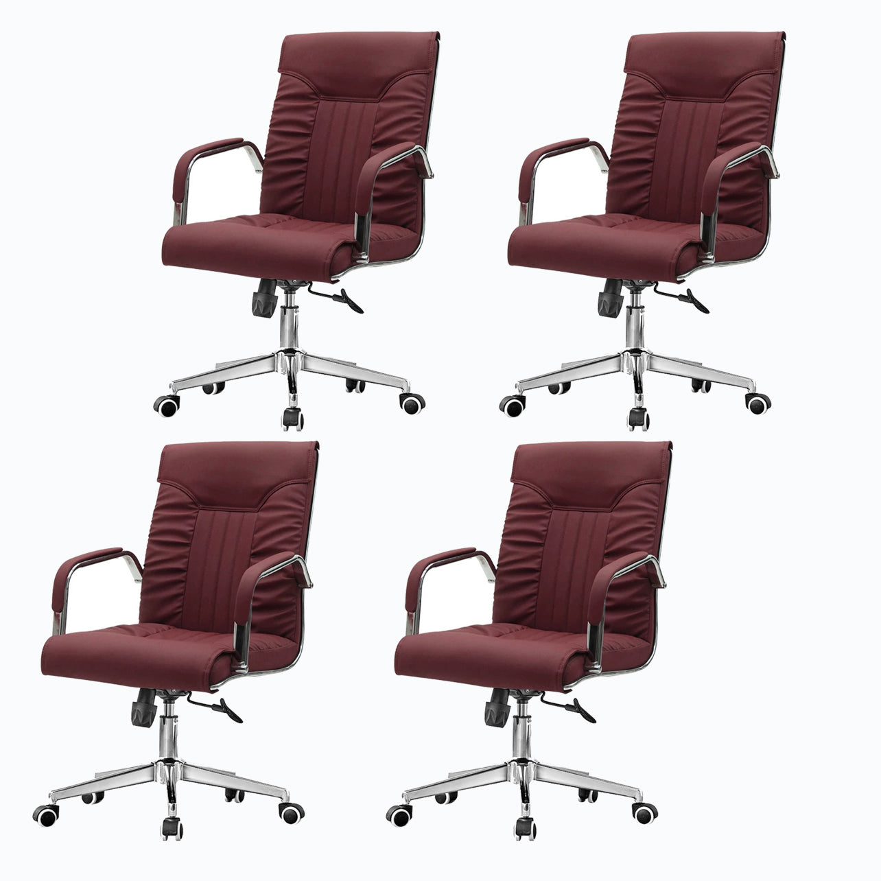 Modern Leather Office Chair Steel Fixed Armrest Desk Chair for Home Office