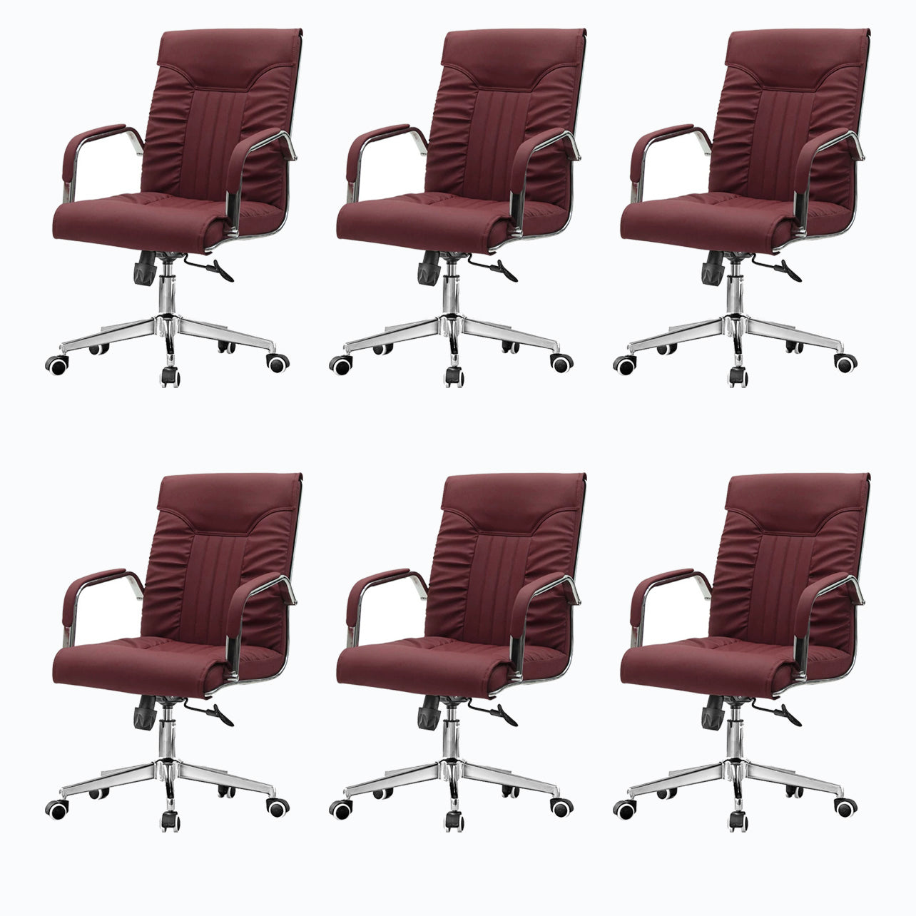 Modern Leather Office Chair Steel Fixed Armrest Desk Chair for Home Office