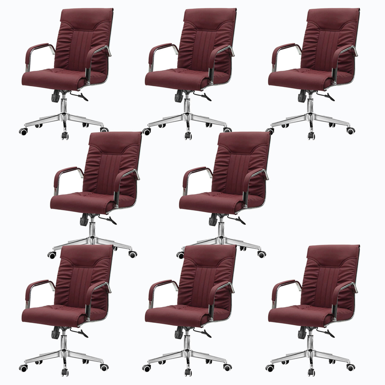 Modern Leather Office Chair Steel Fixed Armrest Desk Chair for Home Office