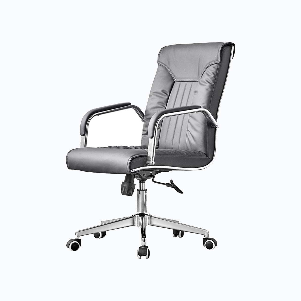 Modern Leather Office Chair Steel Fixed Armrest Desk Chair for Home Office