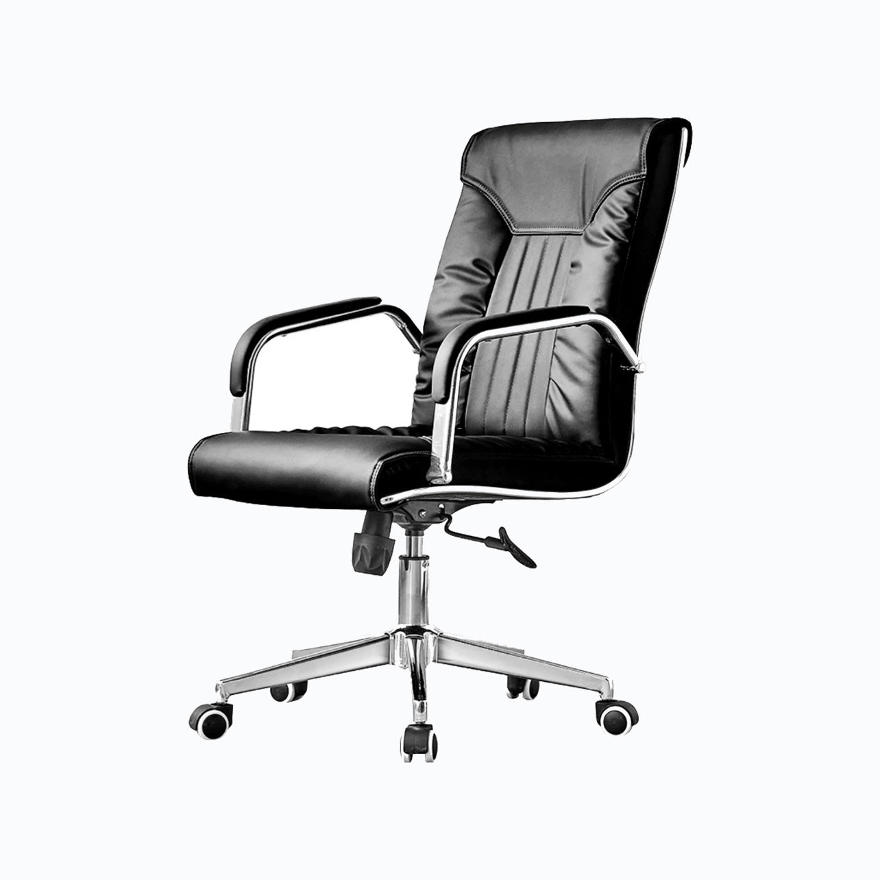 Modern Leather Office Chair Steel Fixed Armrest Desk Chair for Home Office