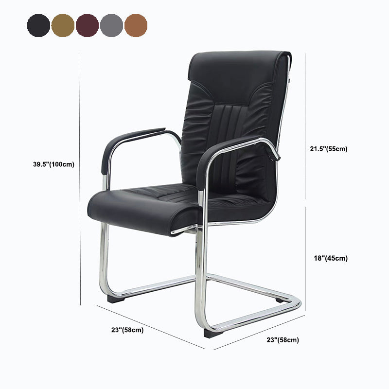 Modern Leather Office Chair Steel Fixed Armrest Desk Chair for Home Office