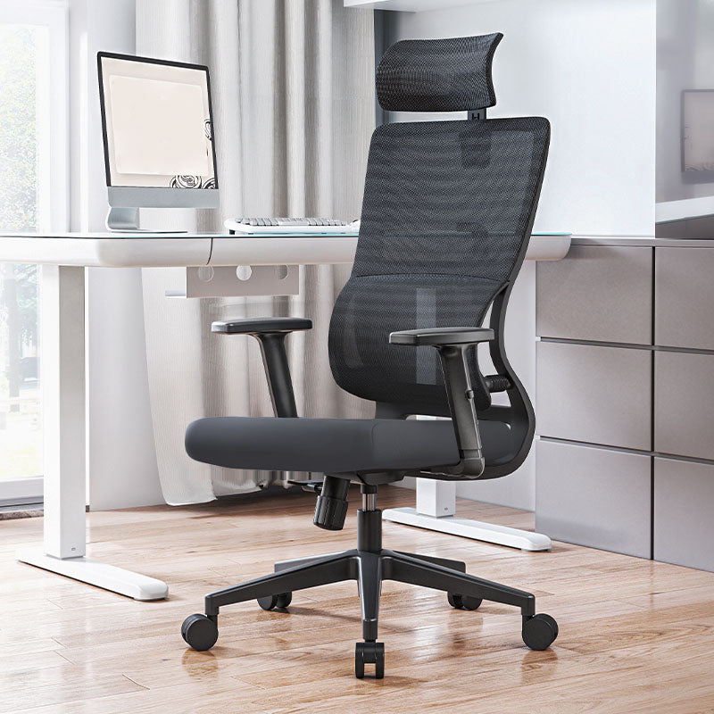 High Back Mesh Office Chair Adjustable Armrest Desk Chair with Headrest and Wheels