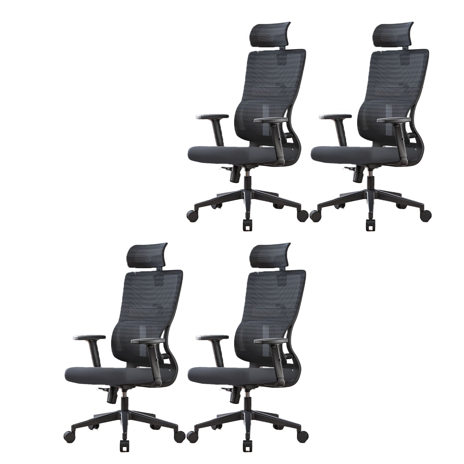 High Back Mesh Office Chair Adjustable Armrest Desk Chair with Headrest and Wheels