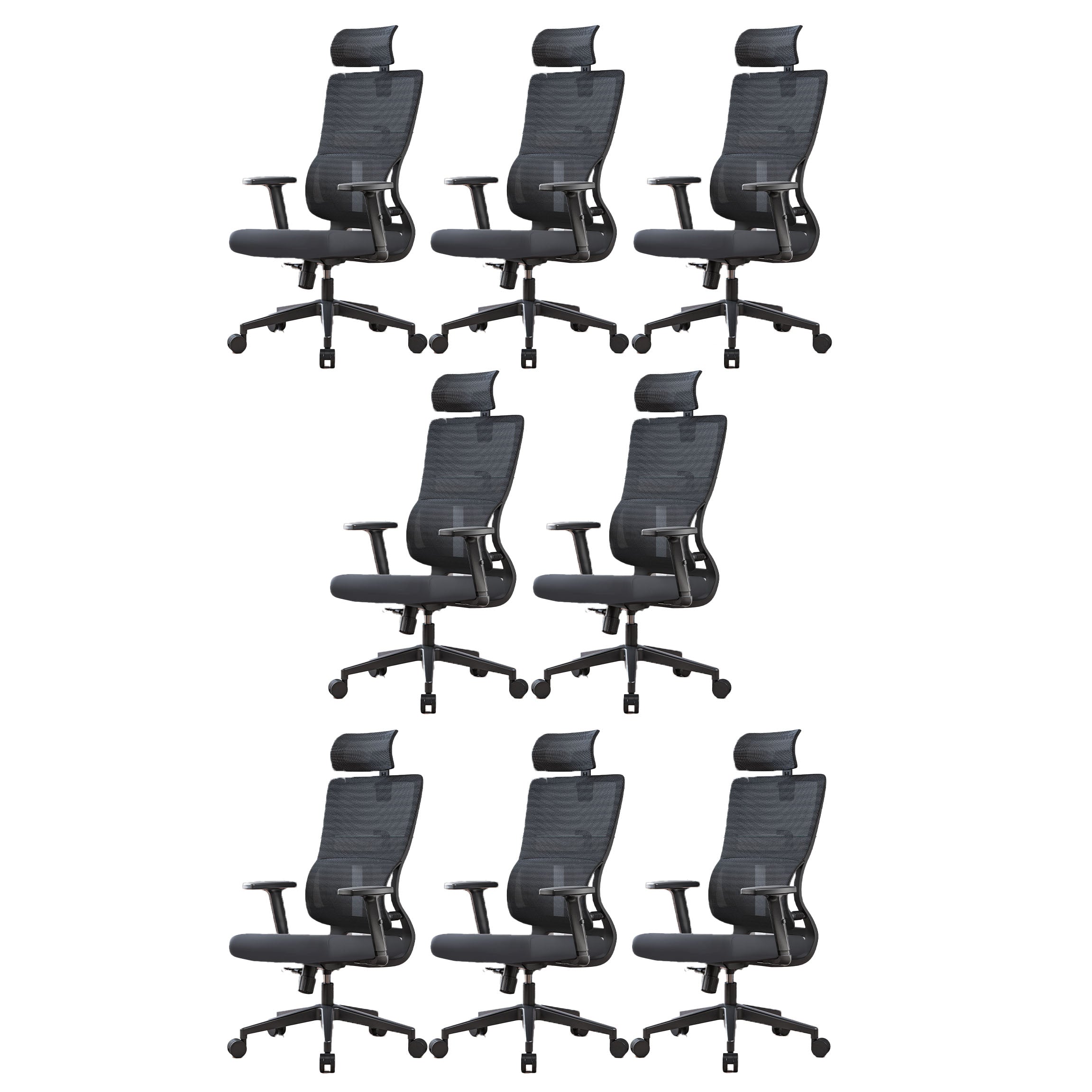 High Back Mesh Office Chair Adjustable Armrest Desk Chair with Headrest and Wheels