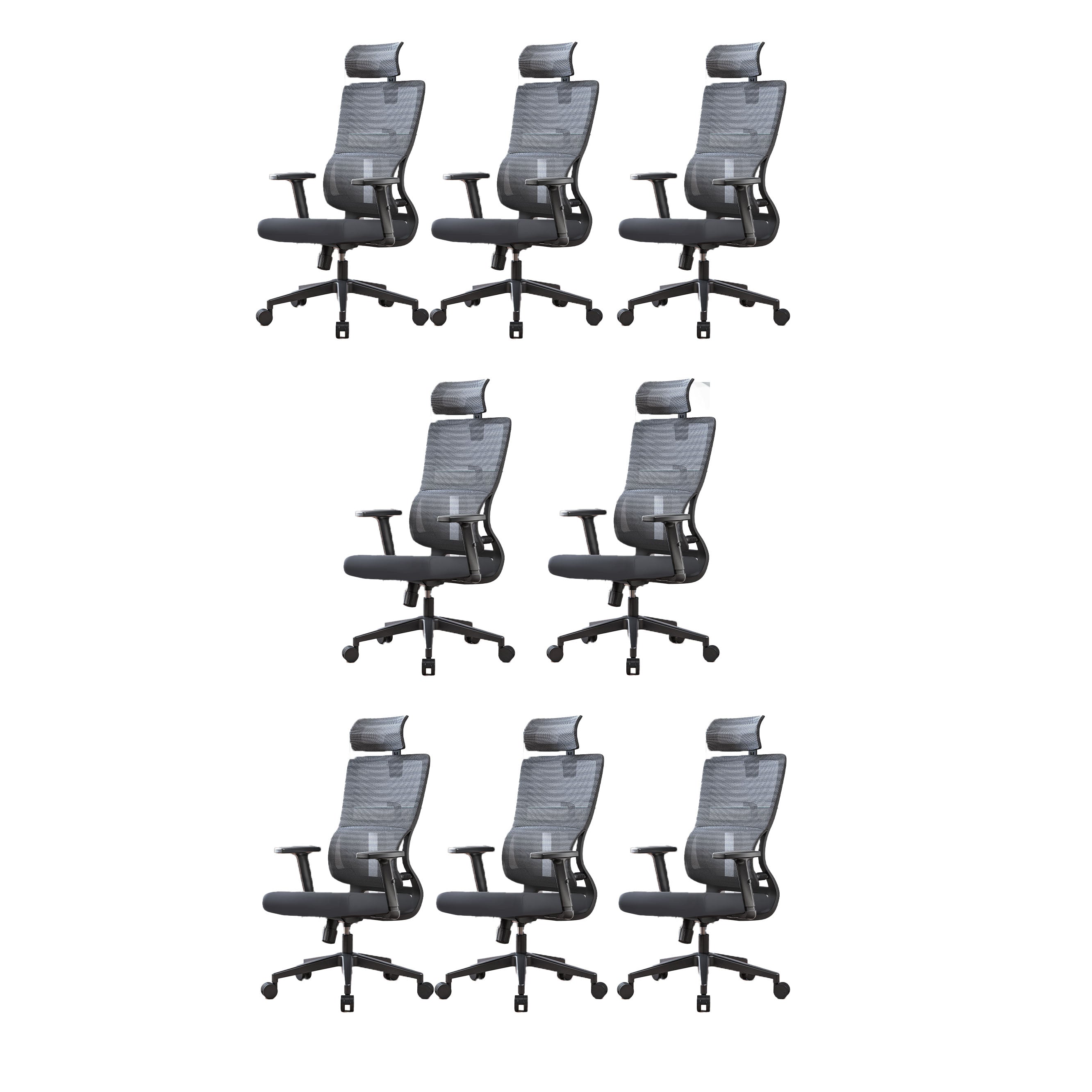 High Back Mesh Office Chair Adjustable Armrest Desk Chair with Headrest and Wheels