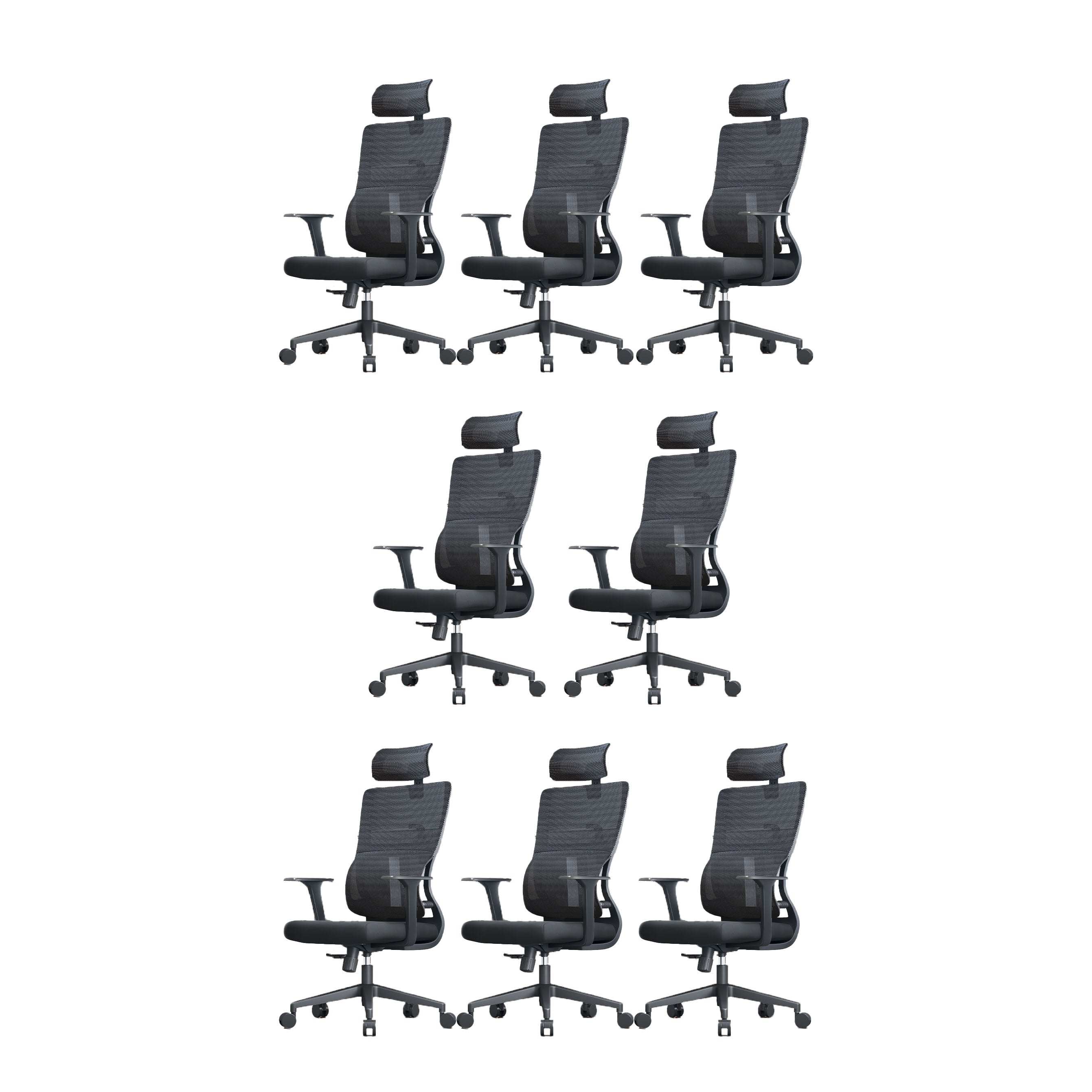 High Back Mesh Office Chair Adjustable Armrest Desk Chair with Headrest and Wheels