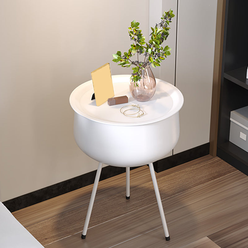 Iron Modern Night Table Round Metal Non-Storage Nightstand with Legs