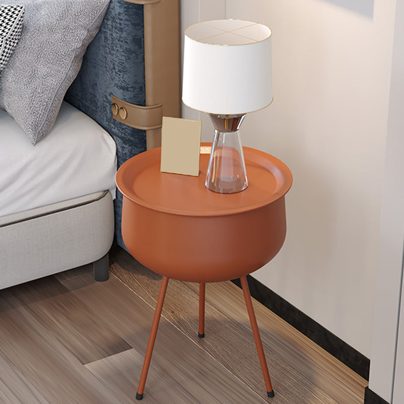 Iron Modern Night Table Round Metal Non-Storage Nightstand with Legs