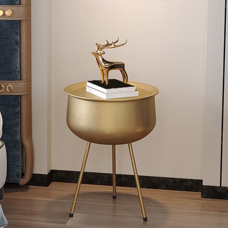 Iron Modern Night Table Round Metal Non-Storage Nightstand with Legs