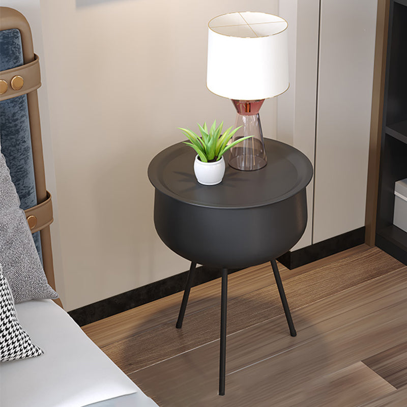 Iron Modern Night Table Round Metal Non-Storage Nightstand with Legs