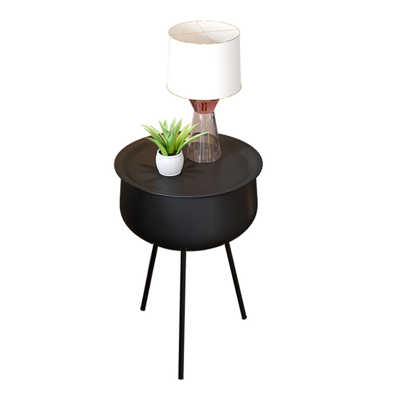 Iron Modern Night Table Round Metal Non-Storage Nightstand with Legs