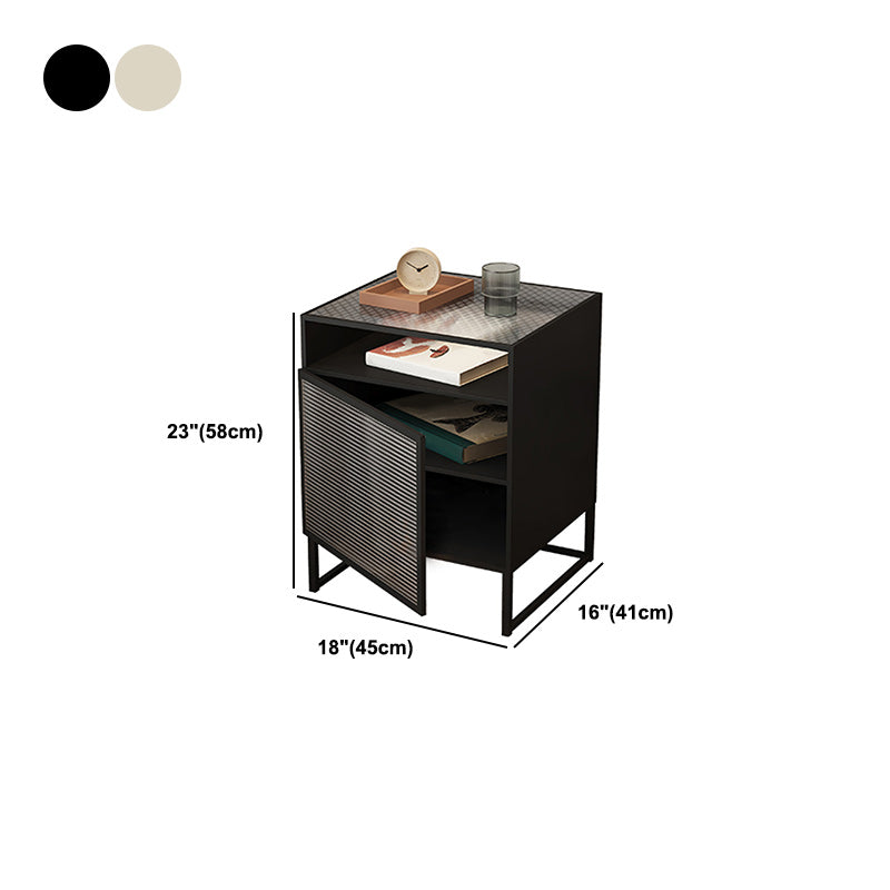 Modern 23 Inch H Nightstand Galss Top 1-Shelf Legs Included Night Table with Door