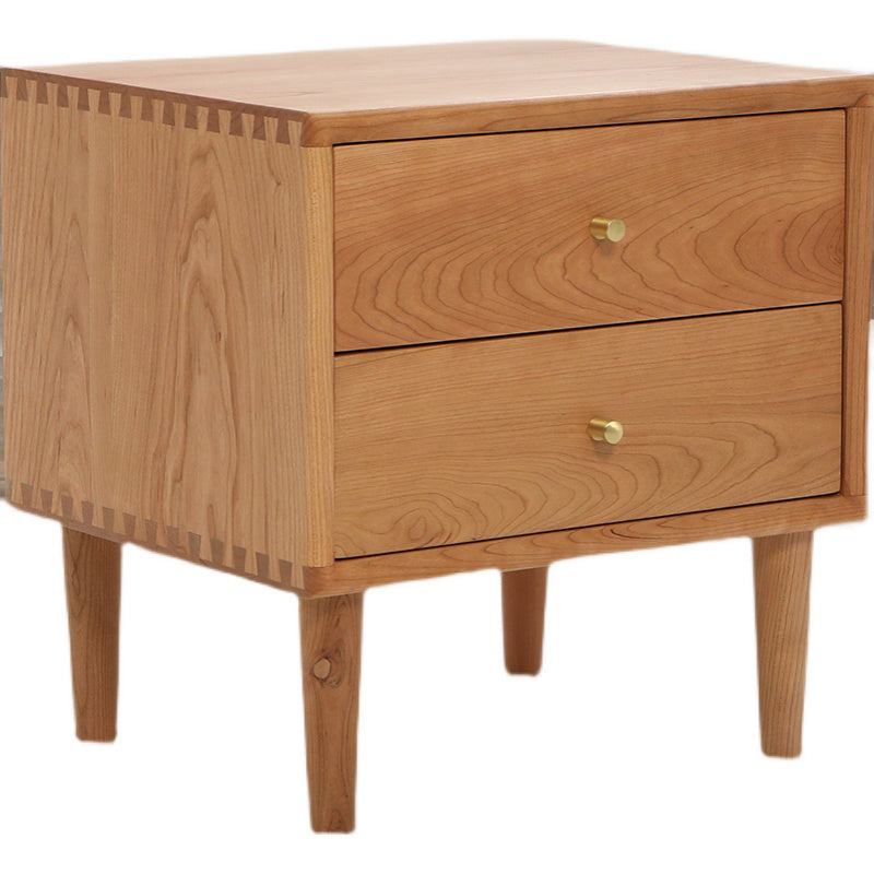 Solid Wood Nightstand Modern 18 Inch H Drawer Storage Night Table with Legs