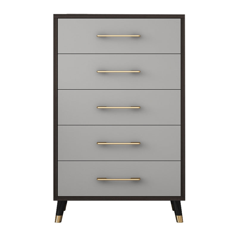 Classic Glam Wood Dresser Gray Soft-Close Drawers Storage Chest