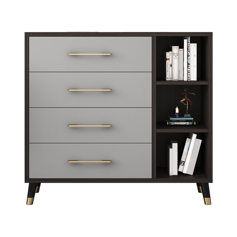 Classic Glam Wood Dresser Gray Soft-Close Drawers Storage Chest