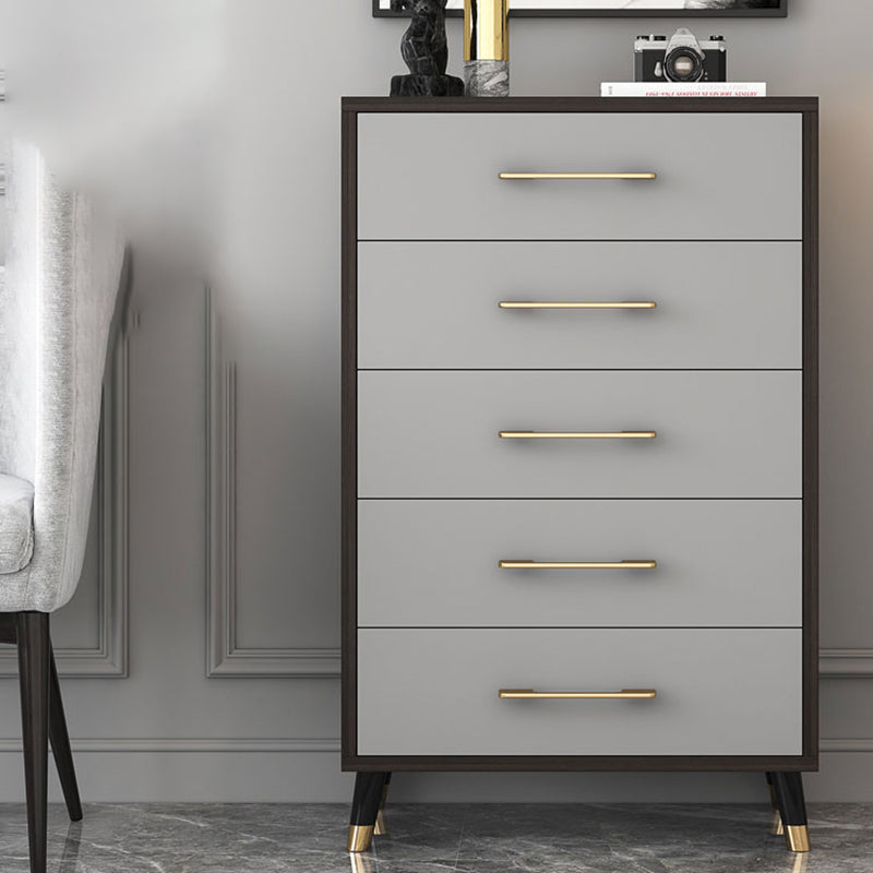 Classic Glam Wood Dresser Gray Soft-Close Drawers Storage Chest