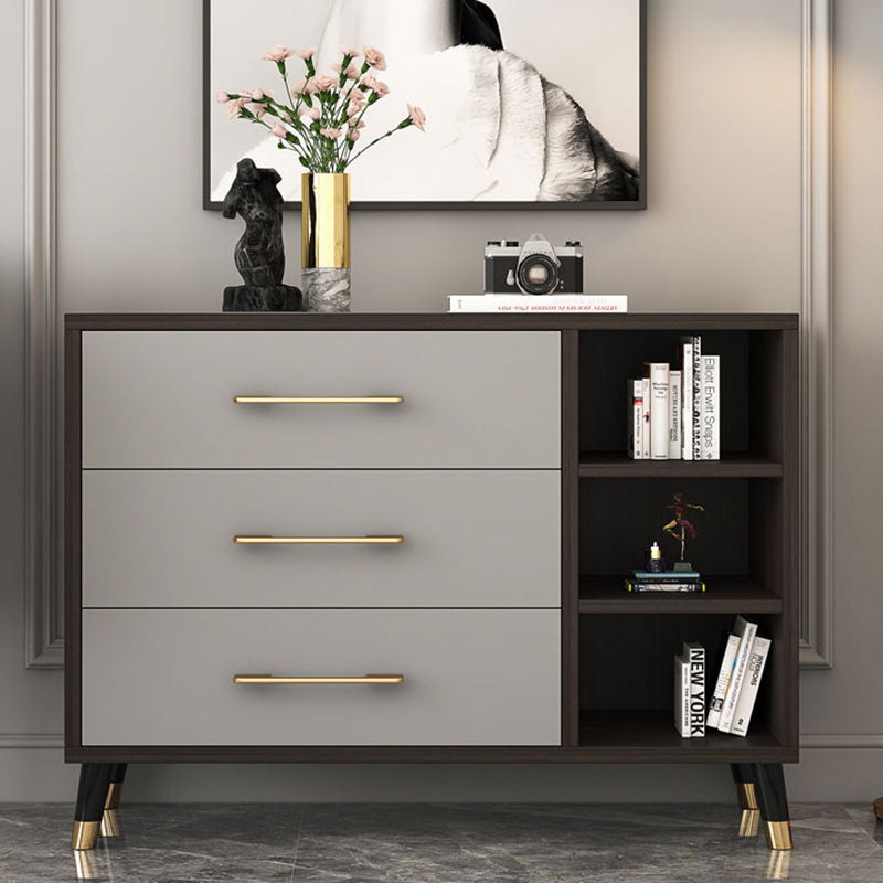 Classic Glam Wood Dresser Gray Soft-Close Drawers Storage Chest