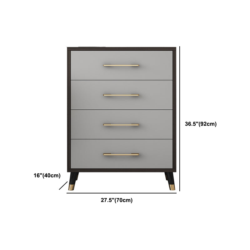 Classic Glam Wood Dresser Gray Soft-Close Drawers Storage Chest