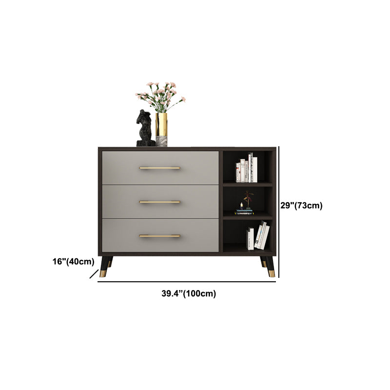 Classic Glam Wood Dresser Gray Soft-Close Drawers Storage Chest