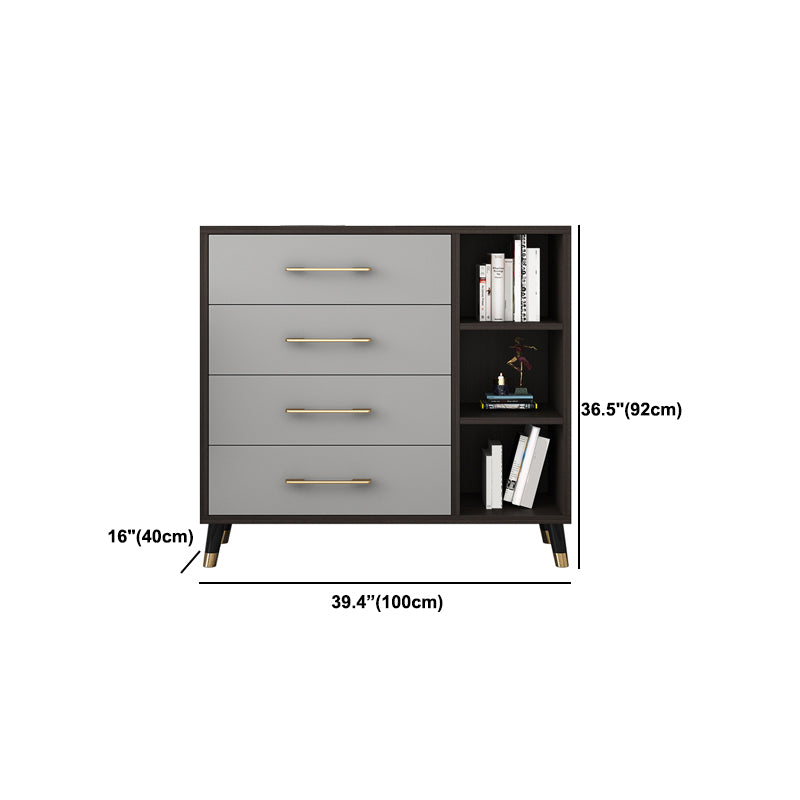 Classic Glam Wood Dresser Gray Soft-Close Drawers Storage Chest