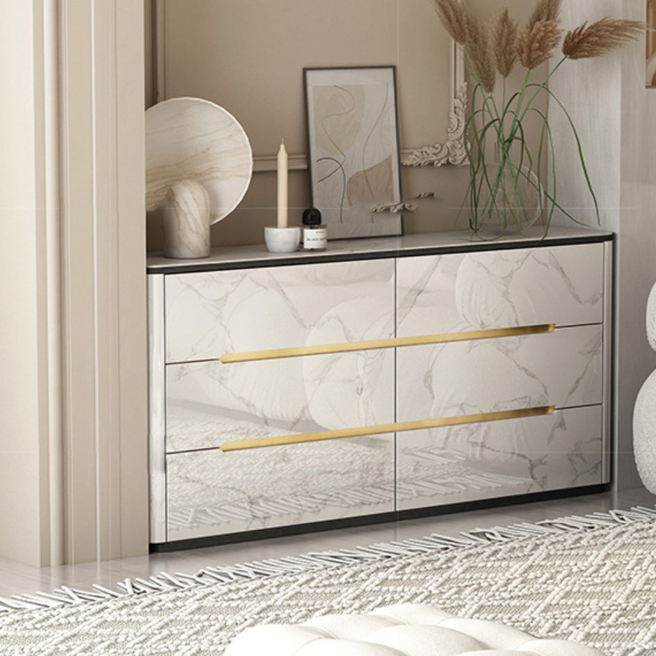 Stone Top Chest Metal Legs Chest Drawers with Drawers for Bedroom