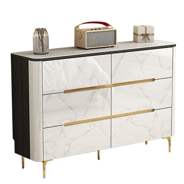 Stone Top Chest Metal Legs Chest Drawers with Drawers for Bedroom