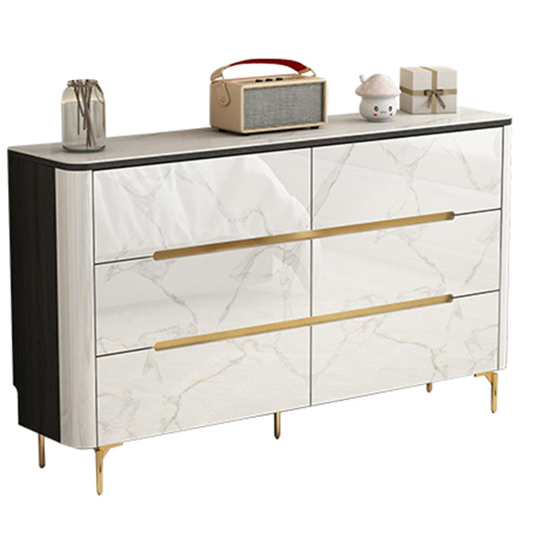 Stone Top Chest Metal Legs Chest Drawers with Drawers for Bedroom