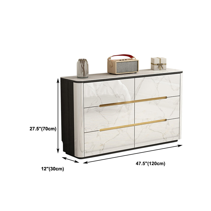 Stone Top Chest Metal Legs Chest Drawers with Drawers for Bedroom