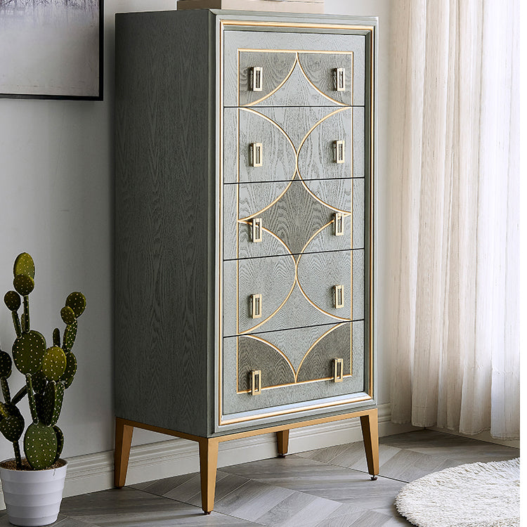 Wood Top Chest Metal Legs Chest Drawers with Drawers for Bedroom