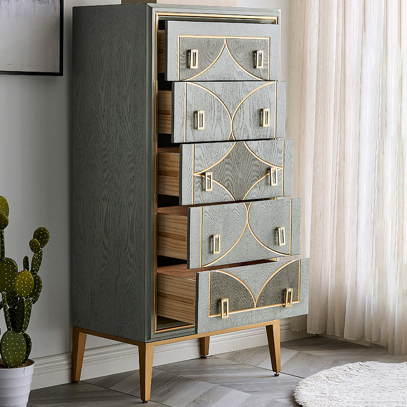 Wood Top Chest Metal Legs Chest Drawers with Drawers for Bedroom