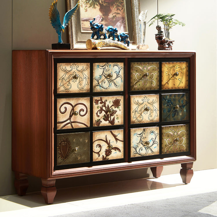 Rustic Chest Wood Top and Legs Chest Drawers with Drawers for Bedroom