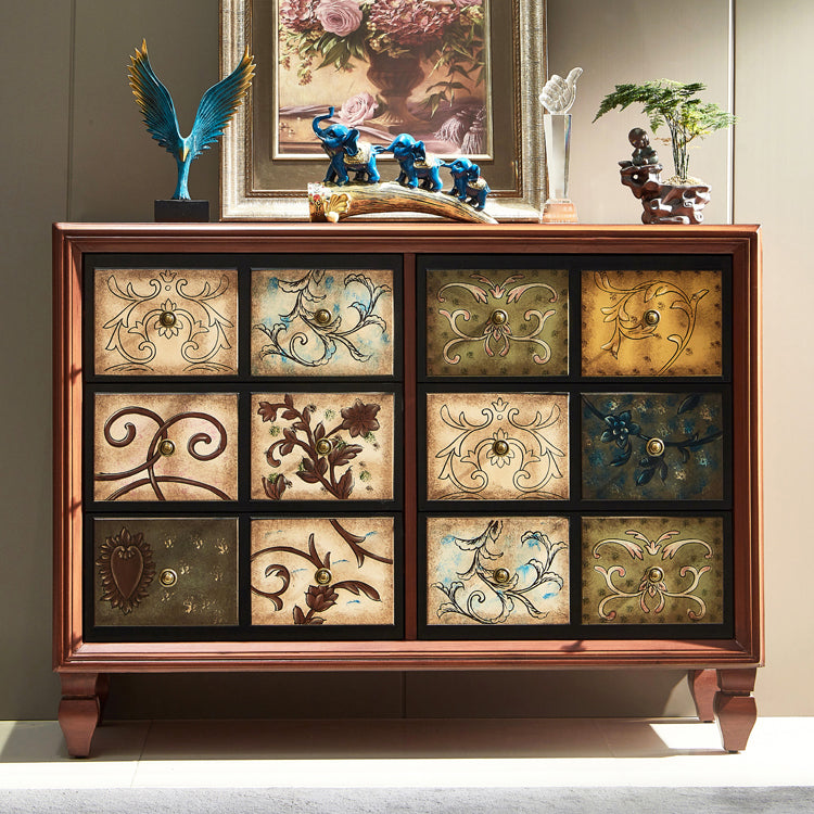 Rustic Chest Wood Top and Legs Chest Drawers with Drawers for Bedroom