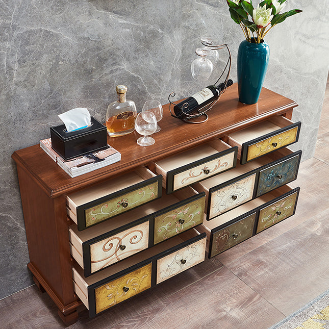 Rustic Chest Wood Top and Legs Chest Drawers with Drawers for Bedroom