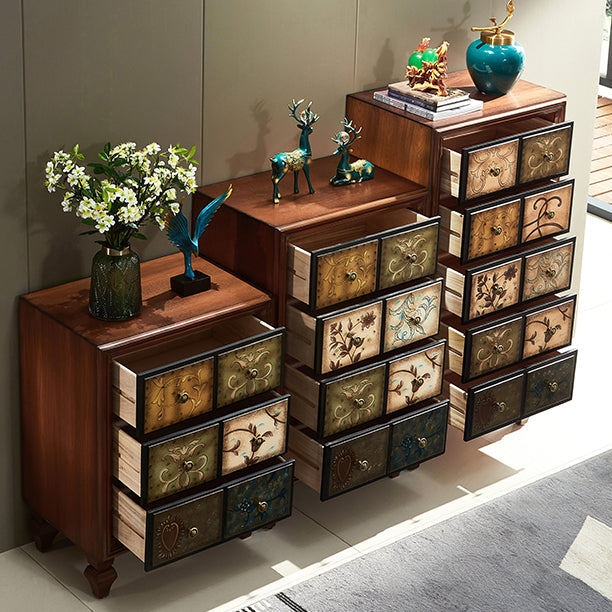 Rustic Chest Wood Top and Legs Chest Drawers with Drawers for Bedroom