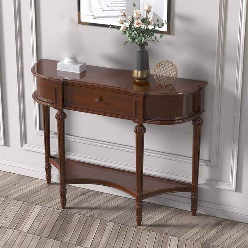 Birch Console Table with 4 Legs and Shelf 34.64" High Accent Table